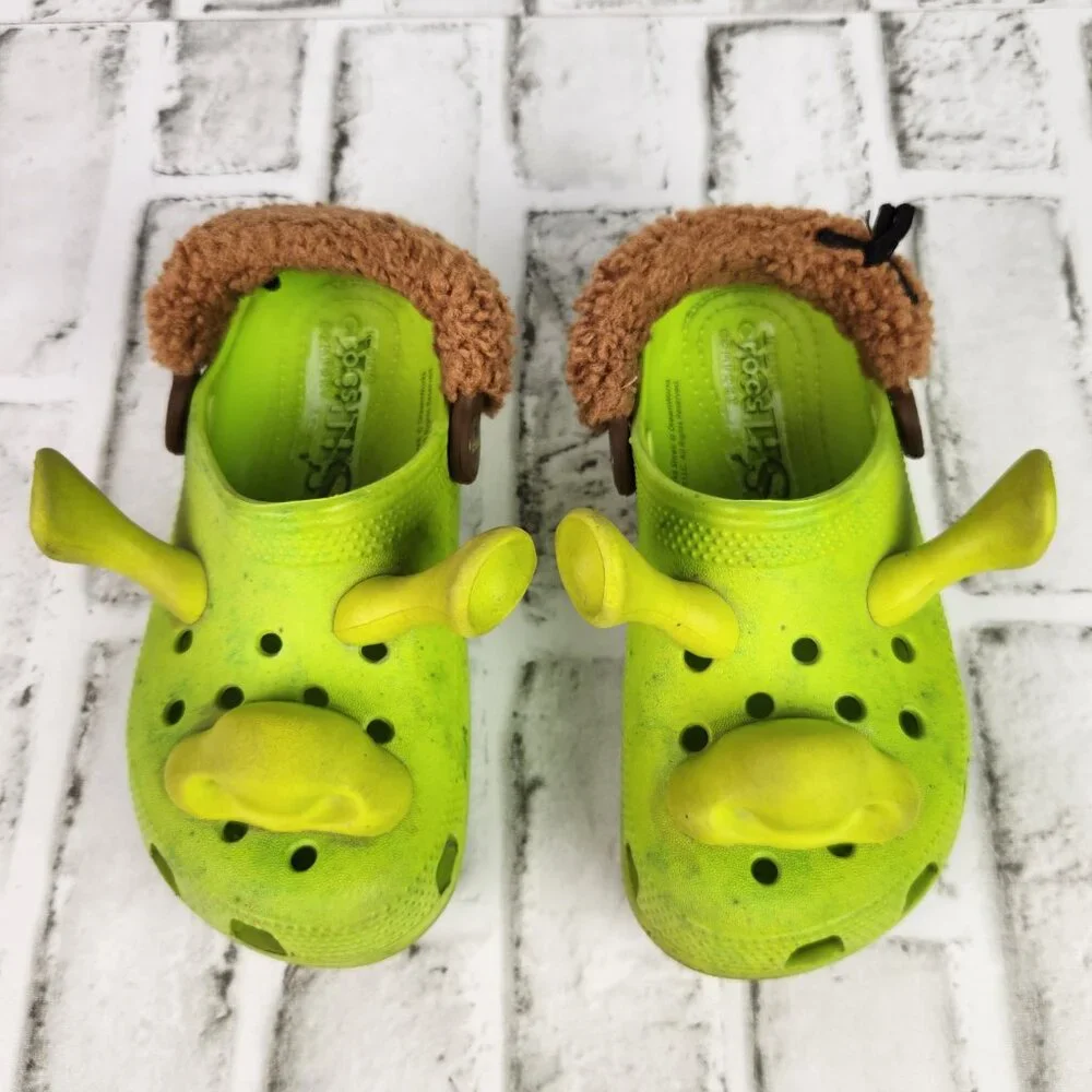 Crocs x Dream Works Shrek Classic Clogs Kids Size 13 Lime Green Ears Shoe Casual